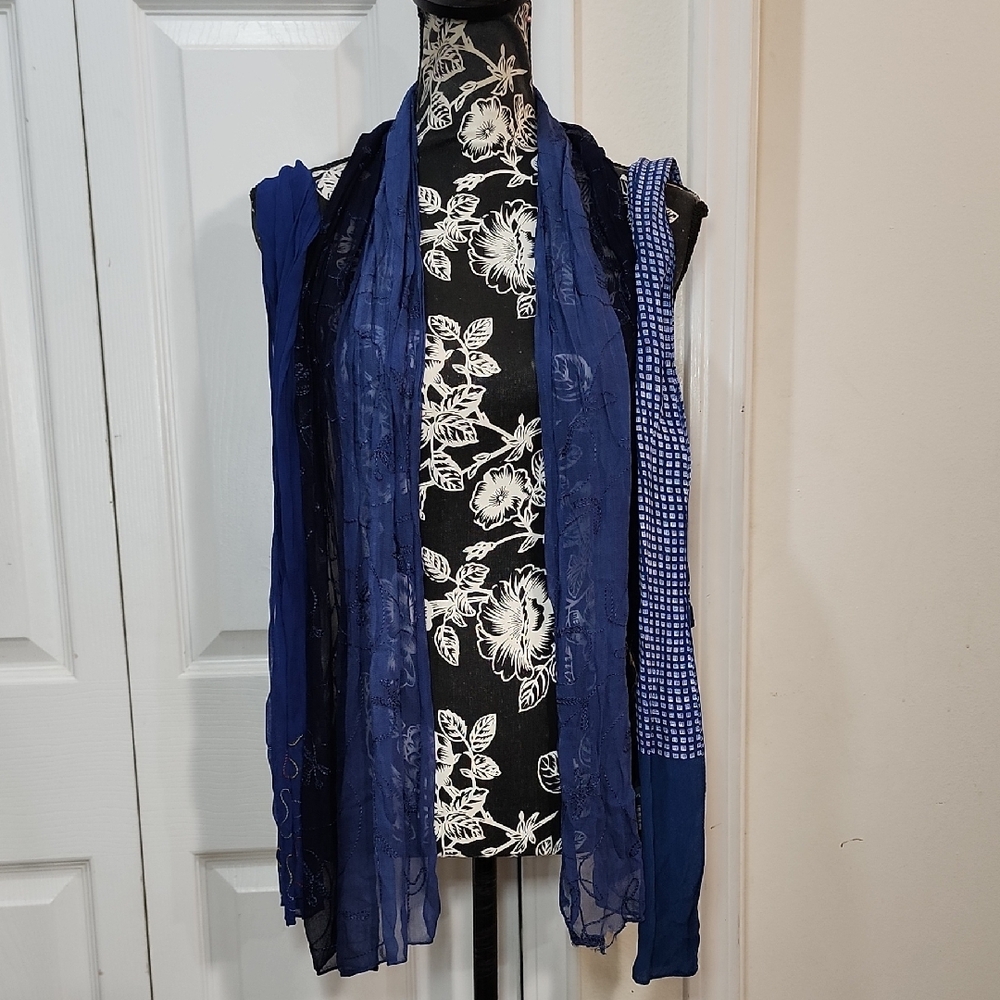 3 Blue Women's Scarf Bundle